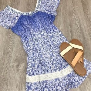 Coverup Blue White Short Sleeve Empire BB121